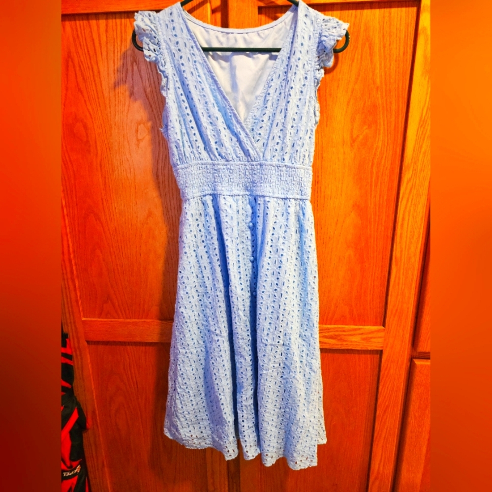 Blue Eyelet Summer Dress
